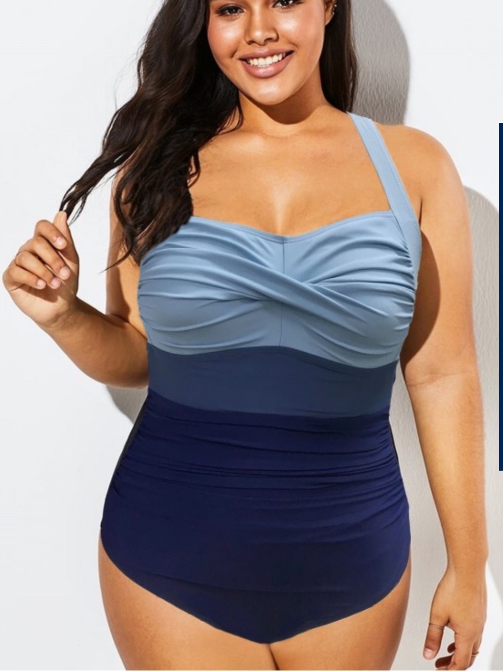 NWT MeetCurve Plus-Size Blue Colorblock One-Piece Swimsuit